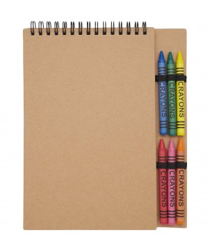 Carnets - Carnet de notes à spirales Doodle A5 à couverture souple et set de crayons gras | PRINTECOM
