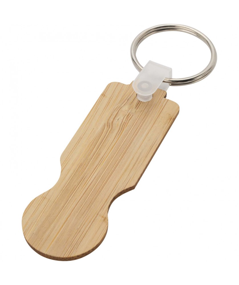 Porte-clés - Porte-clés Ronan en bambou avec jeton pour chariot | PRINTECOM