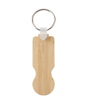 Porte-clés - Porte-clés Ronan en bambou avec jeton pour chariot | PRINTECOM