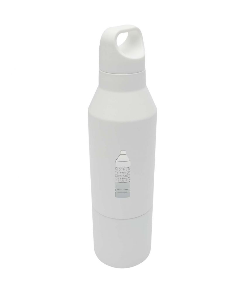Bouteille isotherme personnalisée inox recyclé 600 ml Odessy gobelet inclus Bouteilles isothermes publicitaire