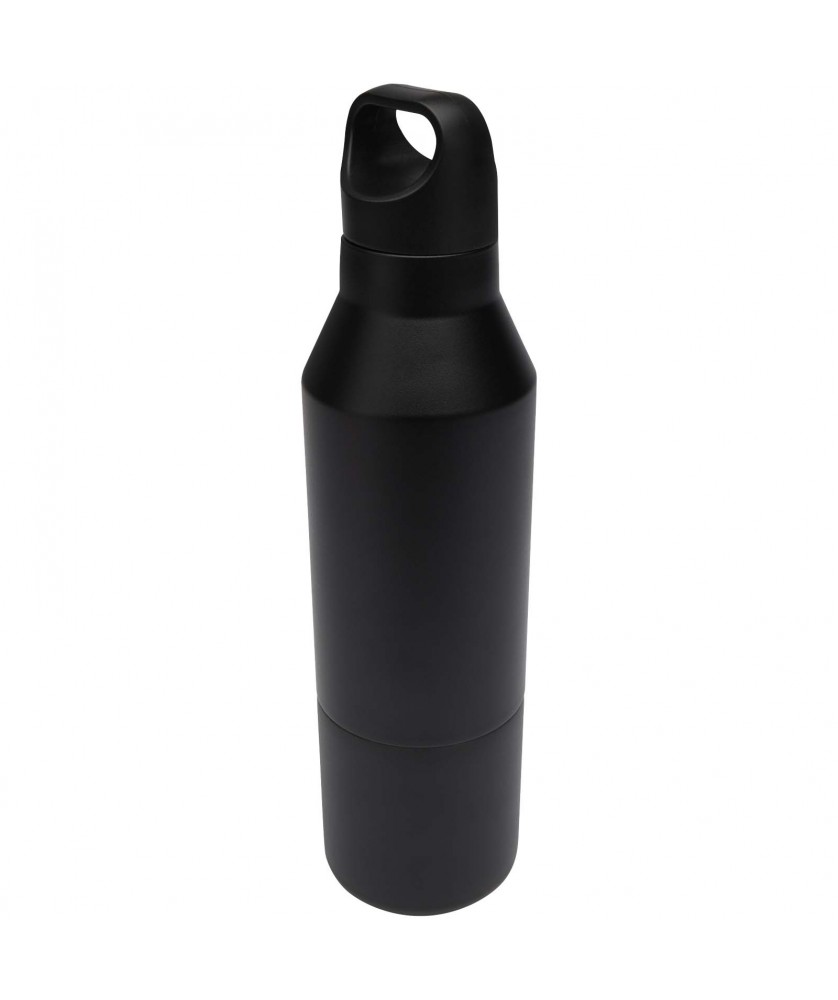 Bouteilles isothermes - Bouteille isotherme Odessy de 600 ml en acier inoxydable recyclé RCS avec gobelet de 300 ml | PRINTECOM