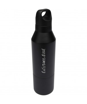 Bouteilles isothermes - Bouteille isotherme Odessy de 600 ml en acier inoxydable recyclé RCS avec gobelet de 300 ml | PRINTECOM