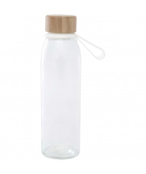 Bouteilles et gourdes - Bouteille d'eau en verre Porto de 500 ml avec poignée en silicone et couvercle en bambou | PRINTECOM