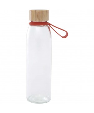 Bouteilles et gourdes - Bouteille d'eau en verre Porto de 500 ml avec poignée en silicone et couvercle en bambou | PRINTECOM