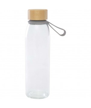 Bouteilles et gourdes - Bouteille d'eau en verre Porto de 500 ml avec poignée en silicone et couvercle en bambou | PRINTECOM