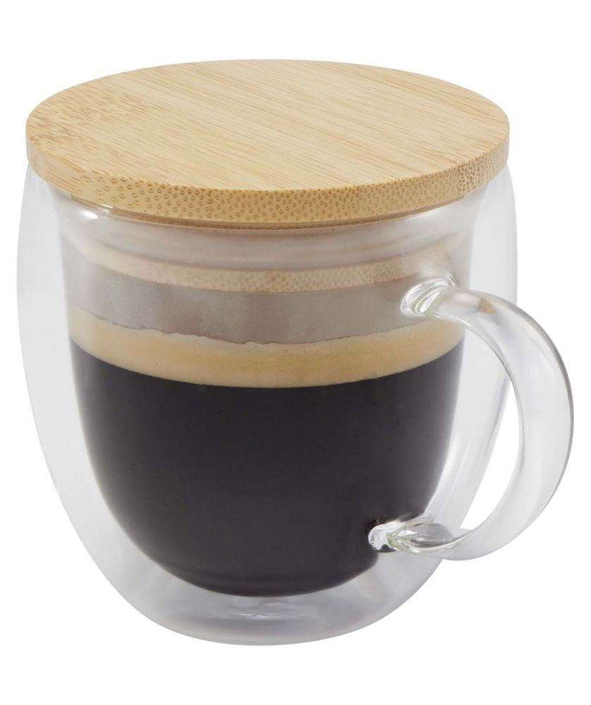 Tasse verre isotherme personnalisée bambou 250 ml Lenora Gobelets et mugs publicitaire