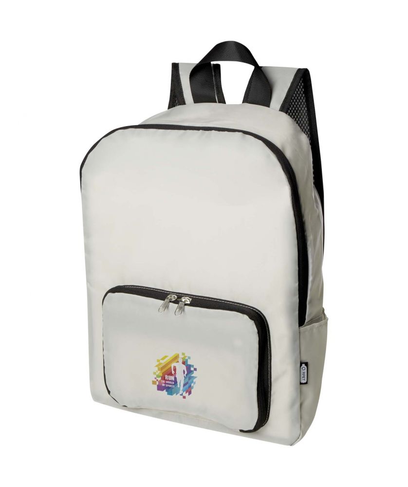 Sac à dos pliable recyclé RPET personnalisé 15 L EcoFold Sacs à dos publicitaire
