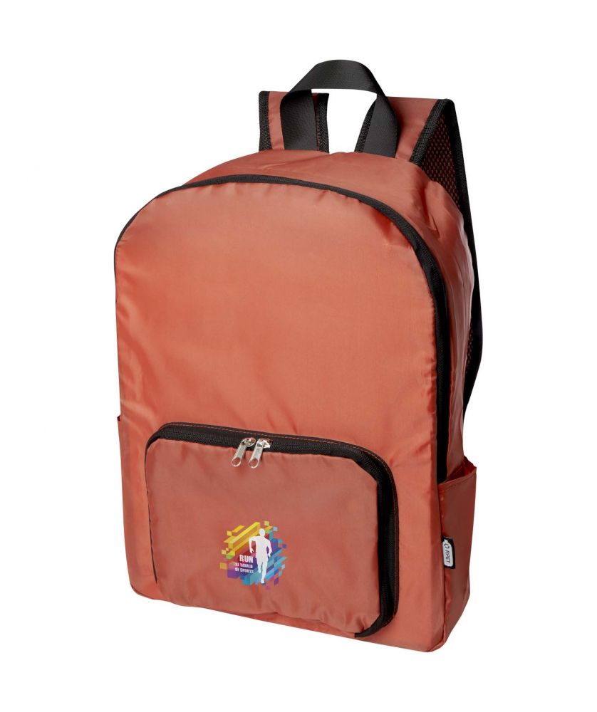 Sac à dos pliable recyclé RPET personnalisé 15 L EcoFold Sacs à dos publicitaire