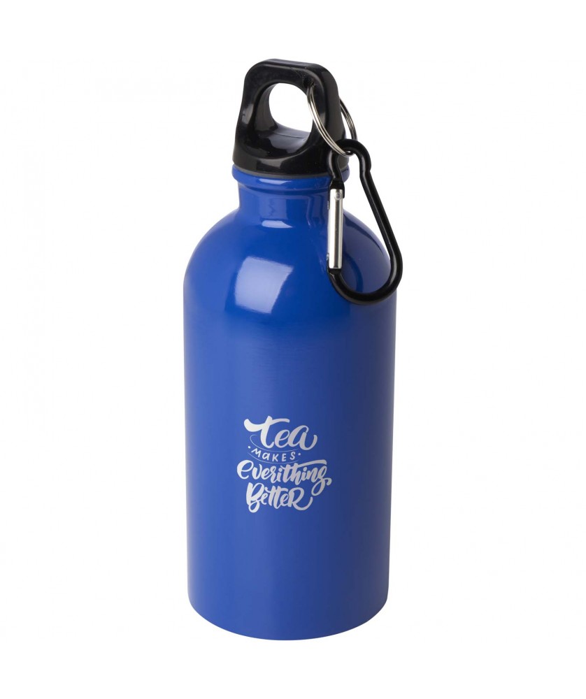 Bouteilles et gourdes - Bouteille d'eau Oregon de 400 ml simple paroi en acier recyclé certifié RCS avec mousqueton | PRINTECOM