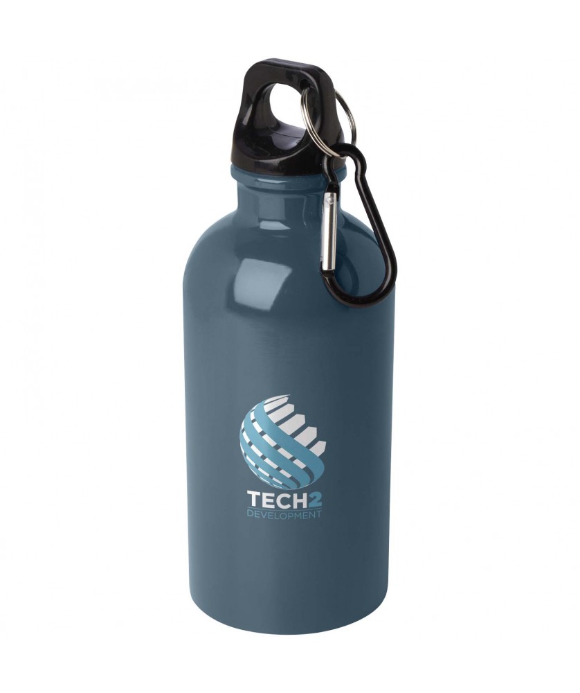 Bouteilles et gourdes - Bouteille d'eau Oregon de 400 ml simple paroi en acier recyclé certifié RCS avec mousqueton | PRINTECOM