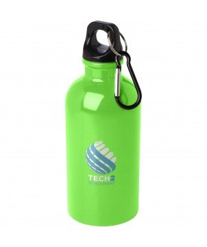 Bouteilles et gourdes - Bouteille d'eau Oregon de 400 ml simple paroi en acier recyclé certifié RCS avec mousqueton | PRINTECOM