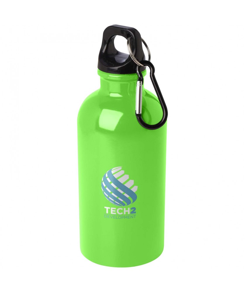 Bouteilles et gourdes - Bouteille d'eau Oregon de 400 ml simple paroi en acier recyclé certifié RCS avec mousqueton | PRINTECOM