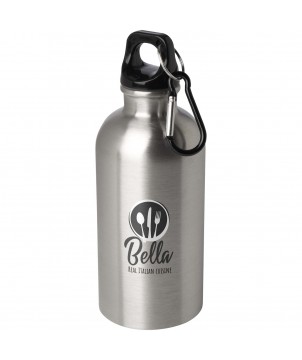 Bouteilles et gourdes - Bouteille d'eau Oregon de 400 ml simple paroi en acier recyclé certifié RCS avec mousqueton | PRINTECOM