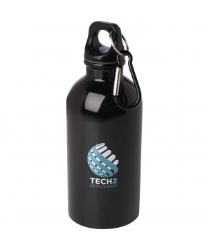 Bouteilles et gourdes - Bouteille d'eau Oregon de 400 ml simple paroi en acier recyclé certifié RCS avec mousqueton | PRINTECOM