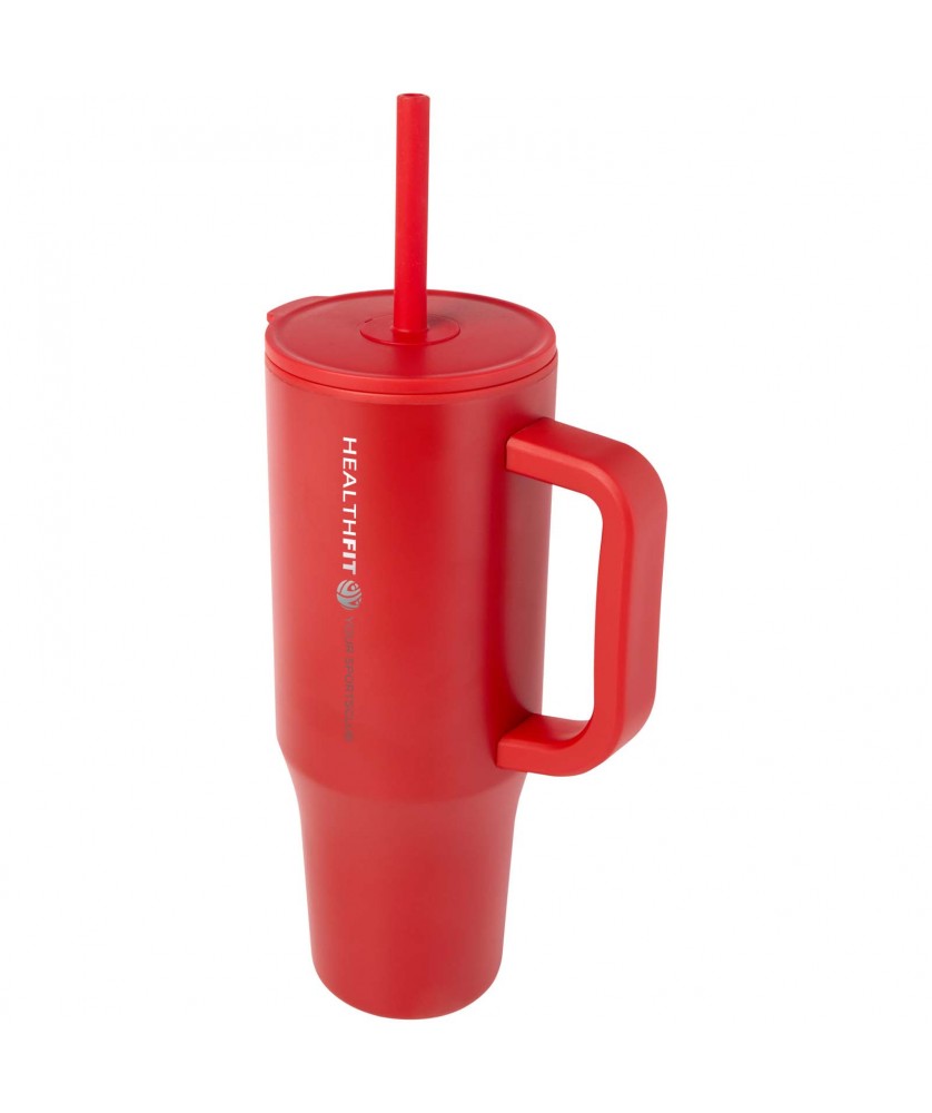 Mugs isothermes - Gobelet isotherme Brady 900 ml certifié RCS avec paille en silicone | PRINTECOM