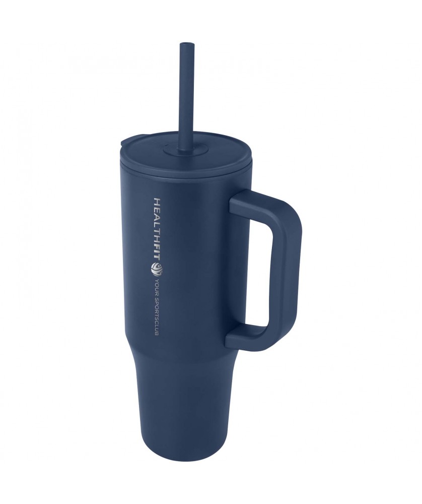 Mugs isothermes - Gobelet isotherme Brady 900 ml certifié RCS avec paille en silicone | PRINTECOM