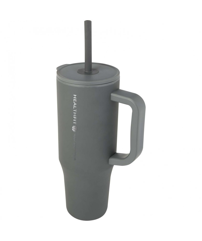 Mugs isothermes - Gobelet isotherme Brady 900 ml certifié RCS avec paille en silicone | PRINTECOM