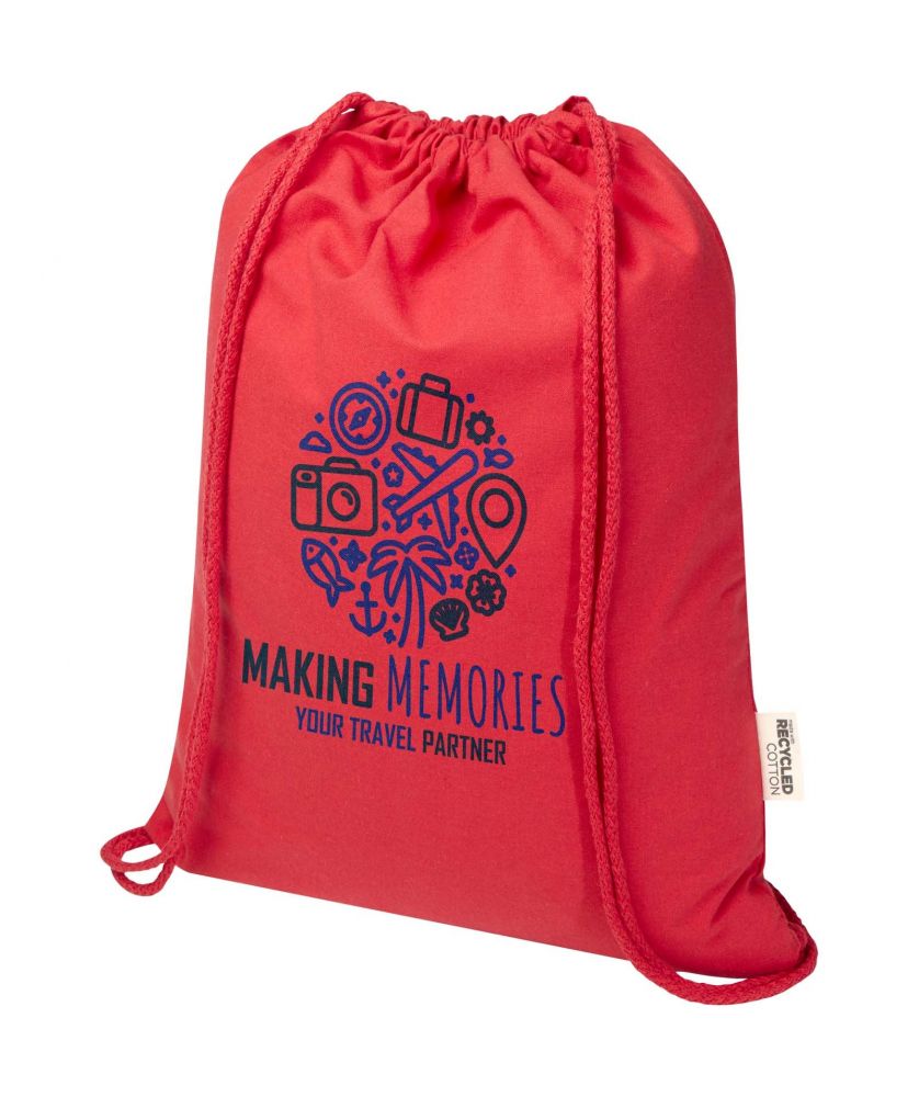 Sac à cordon coton recyclé GRS personnalisé 140 g Oregon Blend Sacs à dos publicitaire