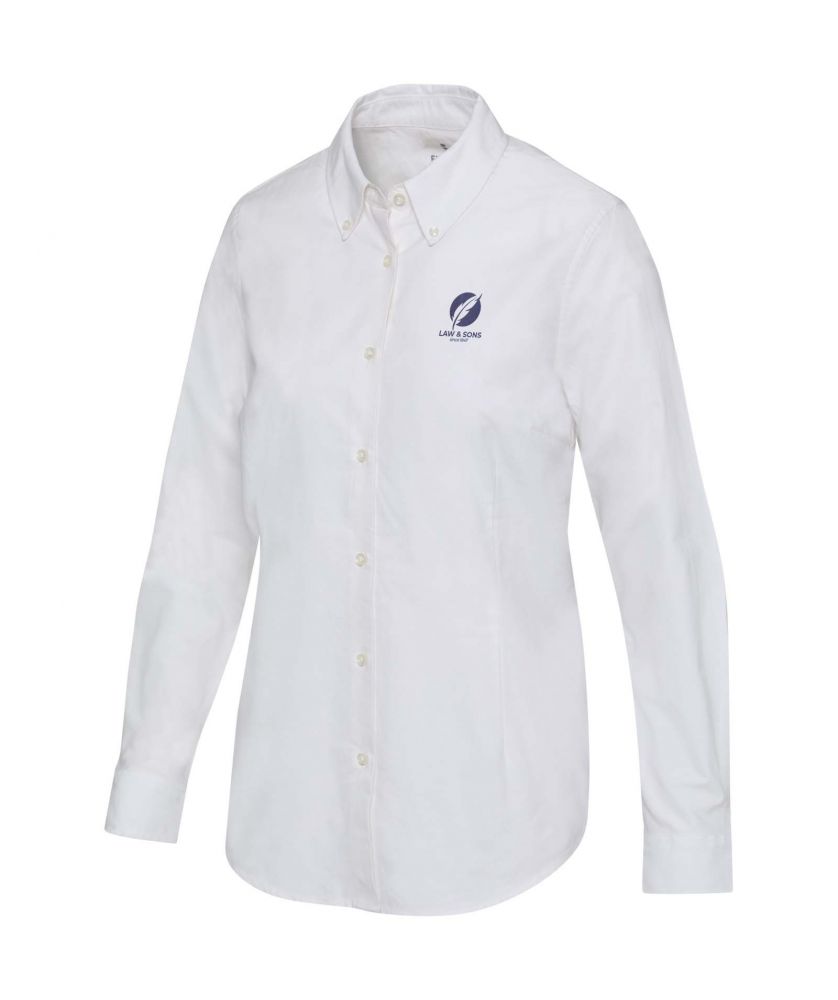 Chemise oxford femme personnalisée manches longues Sphene Textiles mode publicitaire