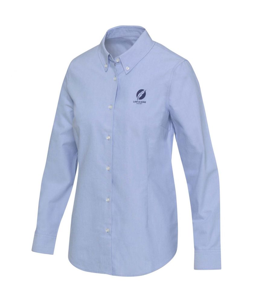 Chemise oxford femme personnalisée manches longues Sphene Textiles mode publicitaire