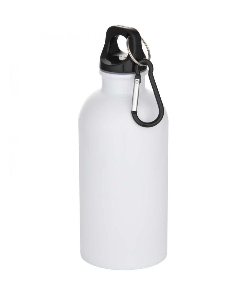 Bouteilles et gourdes - Bouteille d’eau Oregon de 400 ml en acier inoxydable recyclé à simple paroi certifié RCS avec mousqueton (impression par sublima | PRINTECOM