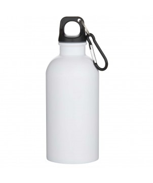 Bouteilles et gourdes - Bouteille d’eau Oregon de 400 ml en acier inoxydable recyclé à simple paroi certifié RCS avec mousqueton (impression par sublima | PRINTECOM