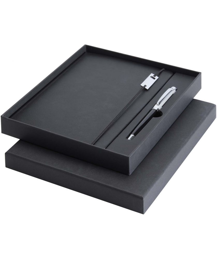 Ensemble carnet A5 et stylo roller en laiton recyclé personnalisé Legato Elegance Carnets publicitaire