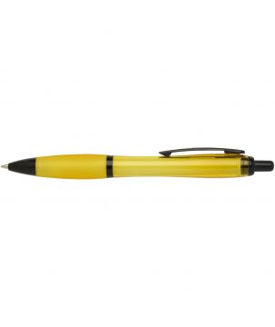 Stylo bille Nash en plastique recyclé à garnitures noires personnalisé (encre noire) Stylos publicitaire