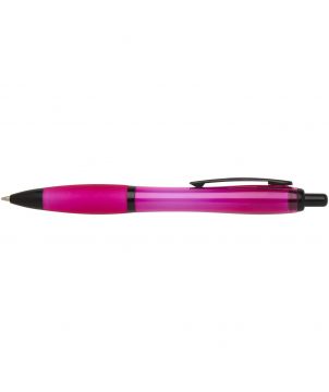 Stylo bille Nash en plastique recyclé à garnitures noires personnalisé (encre noire) Stylos publicitaire