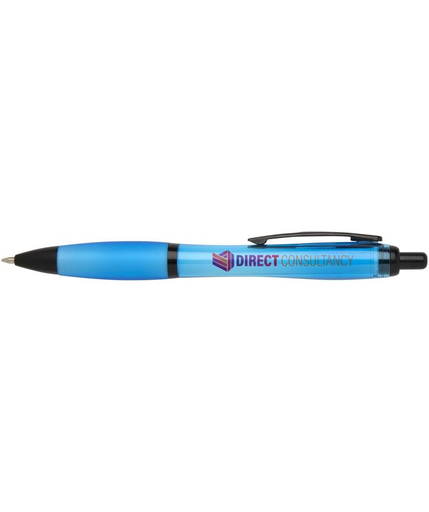 Stylo bille Nash en plastique recyclé à garnitures noires personnalisé (encre noire) Stylos publicitaire