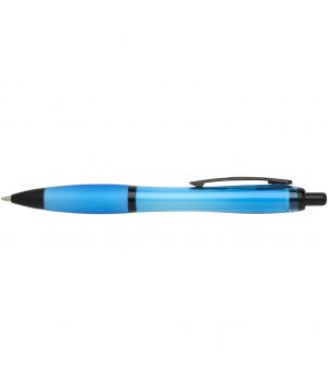 Stylo bille Nash en plastique recyclé à garnitures noires personnalisé (encre noire) Stylos publicitaire