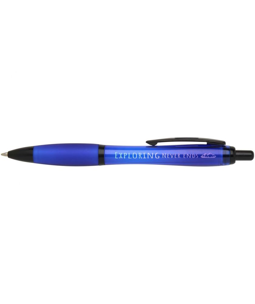 Stylo bille Nash en plastique recyclé à garnitures noires personnalisé (encre noire) Stylos publicitaire