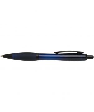 Stylo bille Nash en plastique recyclé à garnitures noires personnalisé (encre noire)
