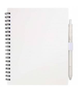 Carnets - Ensemble carnet à couverture souple en plastique recyclé et stylo bille (encre bleue) Niove | PRINTECOM