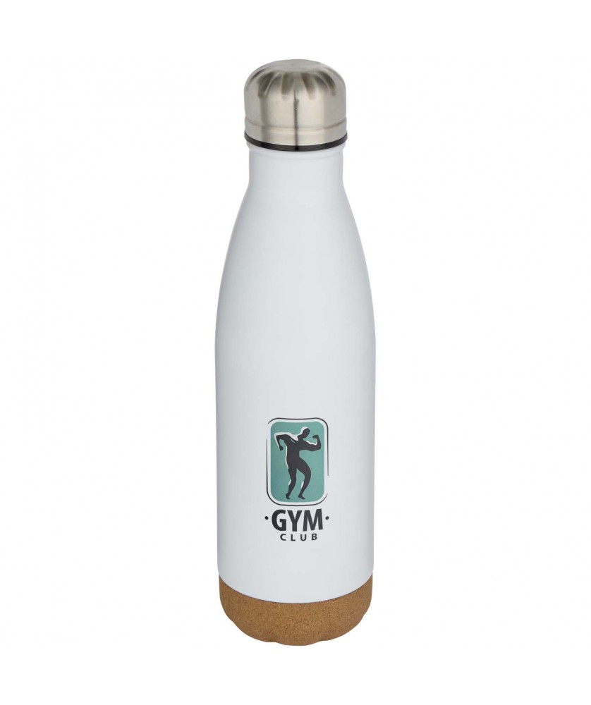 Bouteilles isothermes - Bouteille d’eau Cove de 500 ml en acier inoxydable isolée sous vide et à double paroi avec détails en liège | PRINTECOM