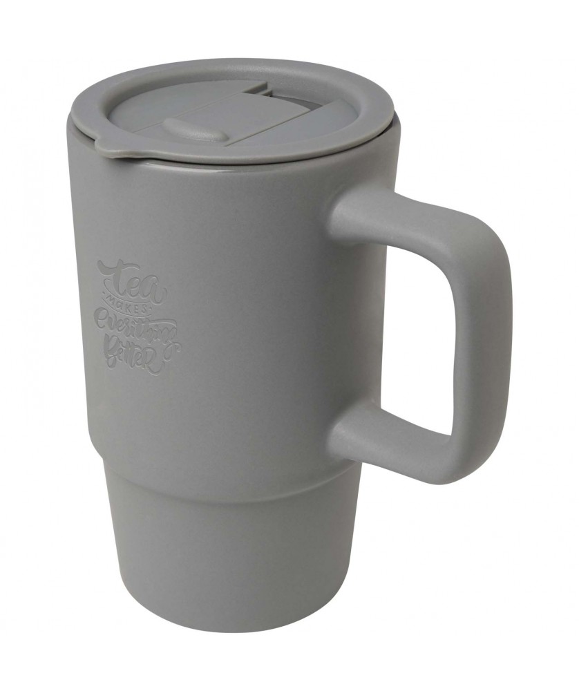 Gobelets et mugs - Mug Carter en céramique de 450 ml avec couvercle en plastique | PRINTECOM