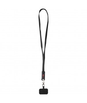 Tours de cou - Tour de cou pour smartphone Franz en plastique recyclé avec synchronisation des données intégrée et câble 5 en 1 pour charge rap | PRINTECOM