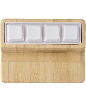 Accessoires de téléphonie - Support de téléphone Algol avec jouet fidget en plastique recyclé et détails en bambou | PRINTECOM