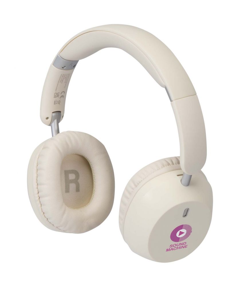 Casque supra-auriculaire pliable à réduction de bruit ANC en plastique recyclé personnalisé Hoggar Audio et Vidéo publicitaire