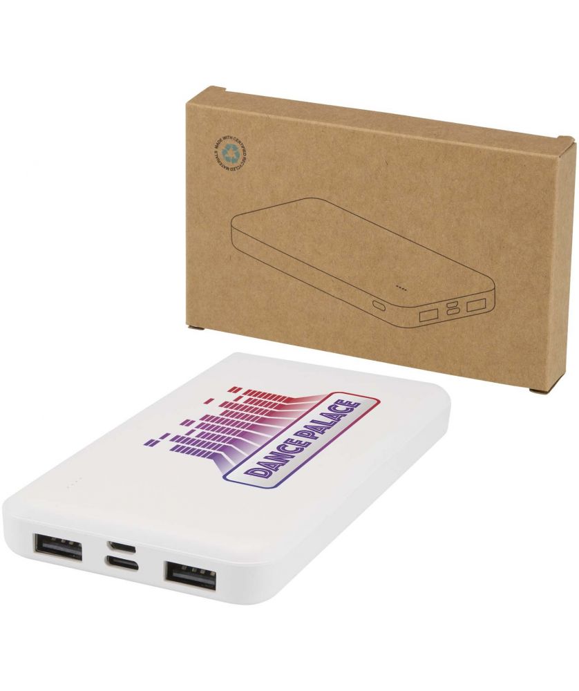 Batterie externe 10 000 mAh en plastique recyclé personnalisée Intan Chargeurs et Batteries publicitaire