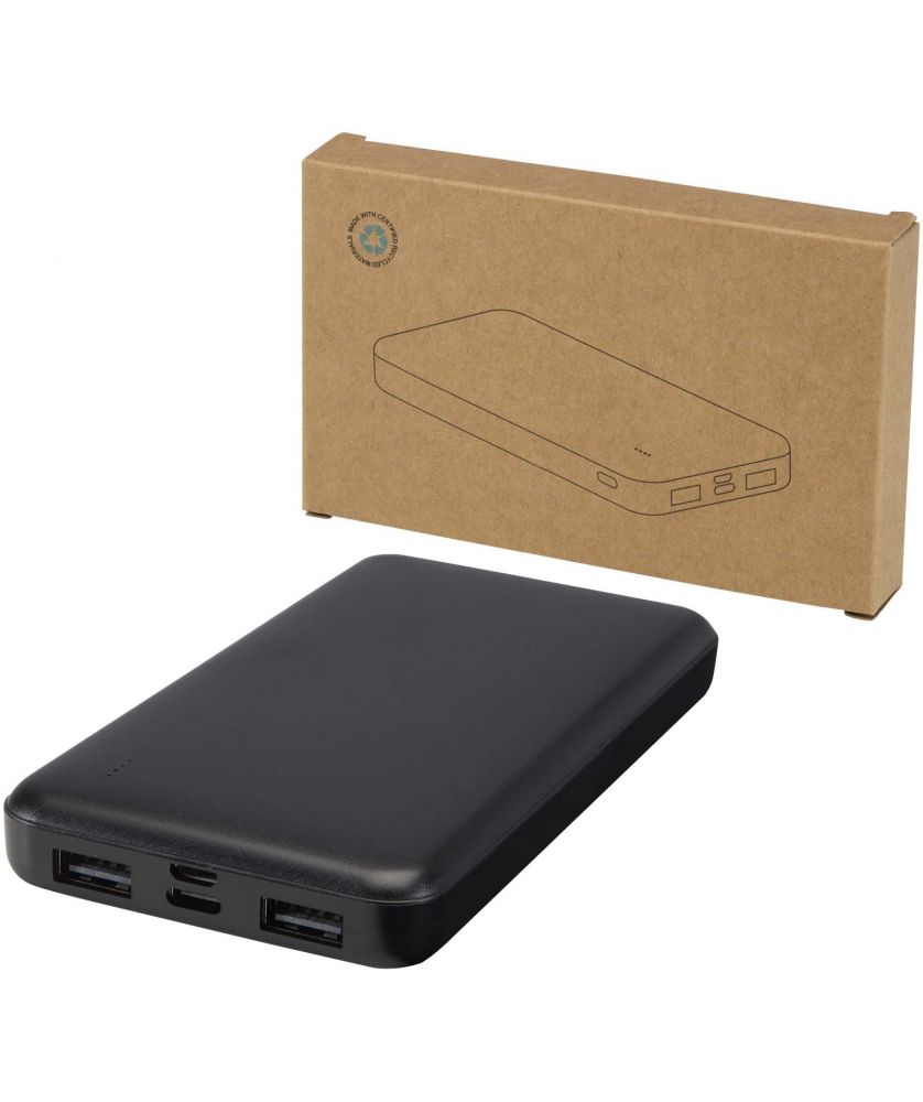 Batterie externe 10 000 mAh en plastique recyclé personnalisée Intan Chargeurs et Batteries publicitaire