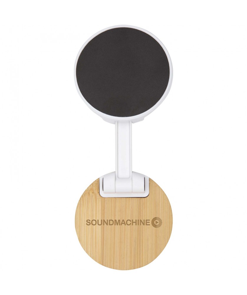 Accessoires de téléphonie - Support de téléphone Alcor magnétique et pliable en plastique recyclé avec détails en bambou | PRINTECOM