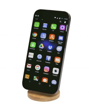 Support de téléphone magnétique pliable en plastique recyclé et bambou personnalisé Alcor Accessoires de téléphonie publicitaire