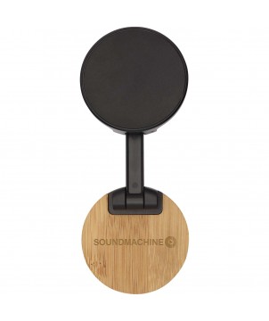 Accessoires de téléphonie - Support de téléphone Alcor magnétique et pliable en plastique recyclé avec détails en bambou | PRINTECOM