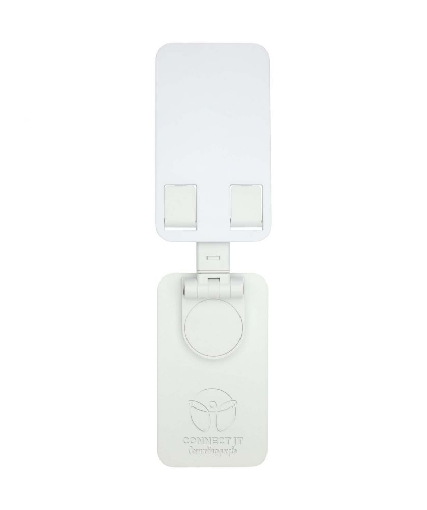 Support de téléphone pliable en plastique recyclé avec base métal personnalisé Alhena Accessoires de téléphonie publicitaire