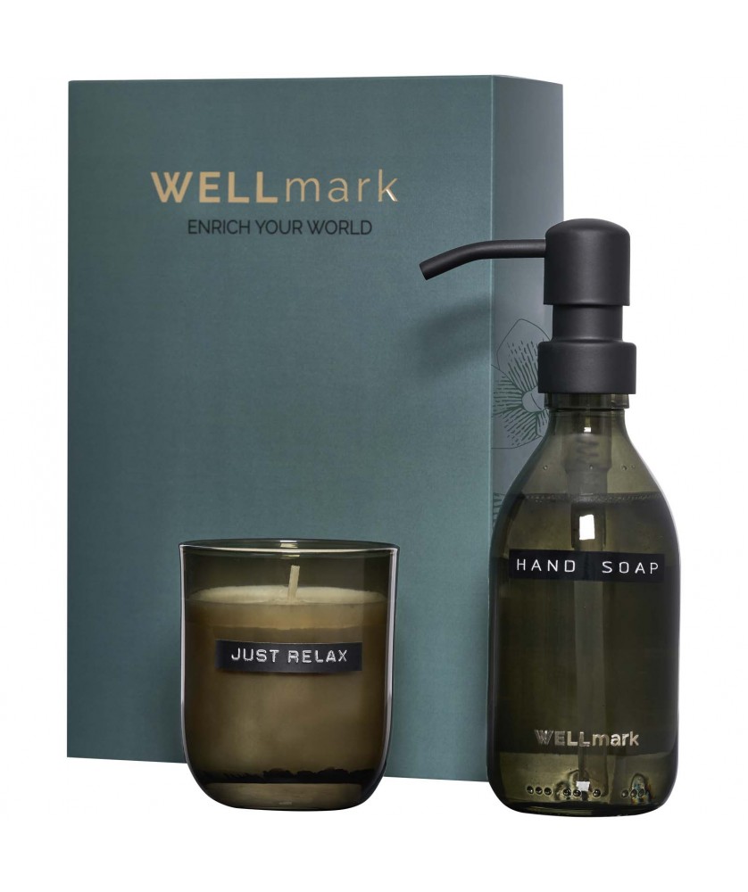 Objets de beauté - Distributeur de savon pour les mains de 250 ml et ensemble de bougies parfumées de 150 g Wellmark Discovery- parfum linge frais | PRINTECOM