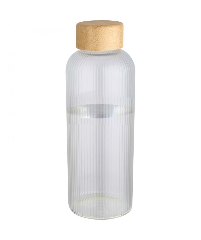 Bouteilles et gourdes - Bouteille en verre borosilicate Mirage simple paroi de 650 ml avec couvercle en bambou | PRINTECOM
