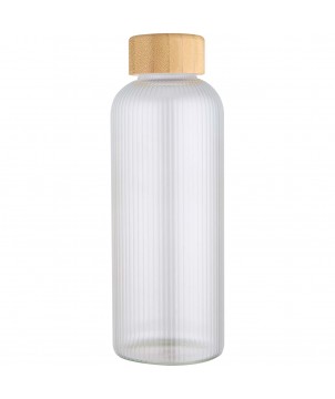 Bouteilles et gourdes - Bouteille en verre borosilicate Mirage simple paroi de 650 ml avec couvercle en bambou | PRINTECOM