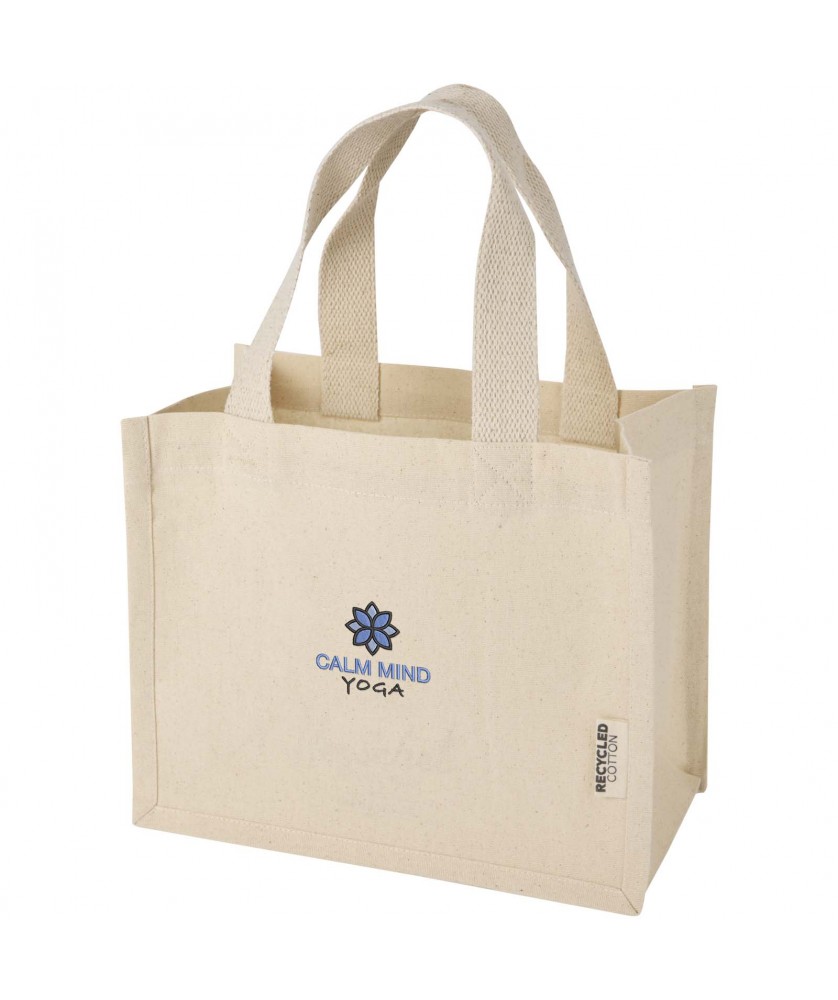 Sacs Shopping et Tote Bags - Mini sac shopping Odessa à soufflet en coton recyclé de 9 L et 220 g/m² certifié GRS | PRINTECOM