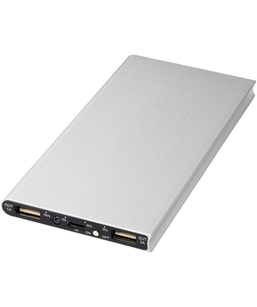 Batterie externe en aluminium 8 000 mAh personnalisée Plate Chargeurs et Batteries publicitaire
